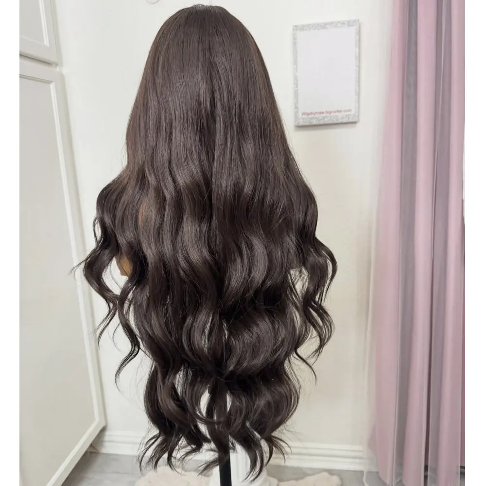 Dunkelbraun 2 # Loose Wave 1x4 Größe U-Part Perücken aus Echthaar für Schwarze Frauen, Klebefrei, Clip-in, Verstellbar, Natur Schwarz/1 # /4 # – Detail 4