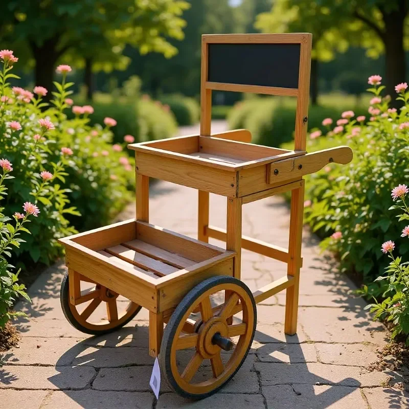 for American Creative Retro Old Garden Balcony Flower Stand Pastoral Cafe Soft Decoration Log Trapezoidal Float