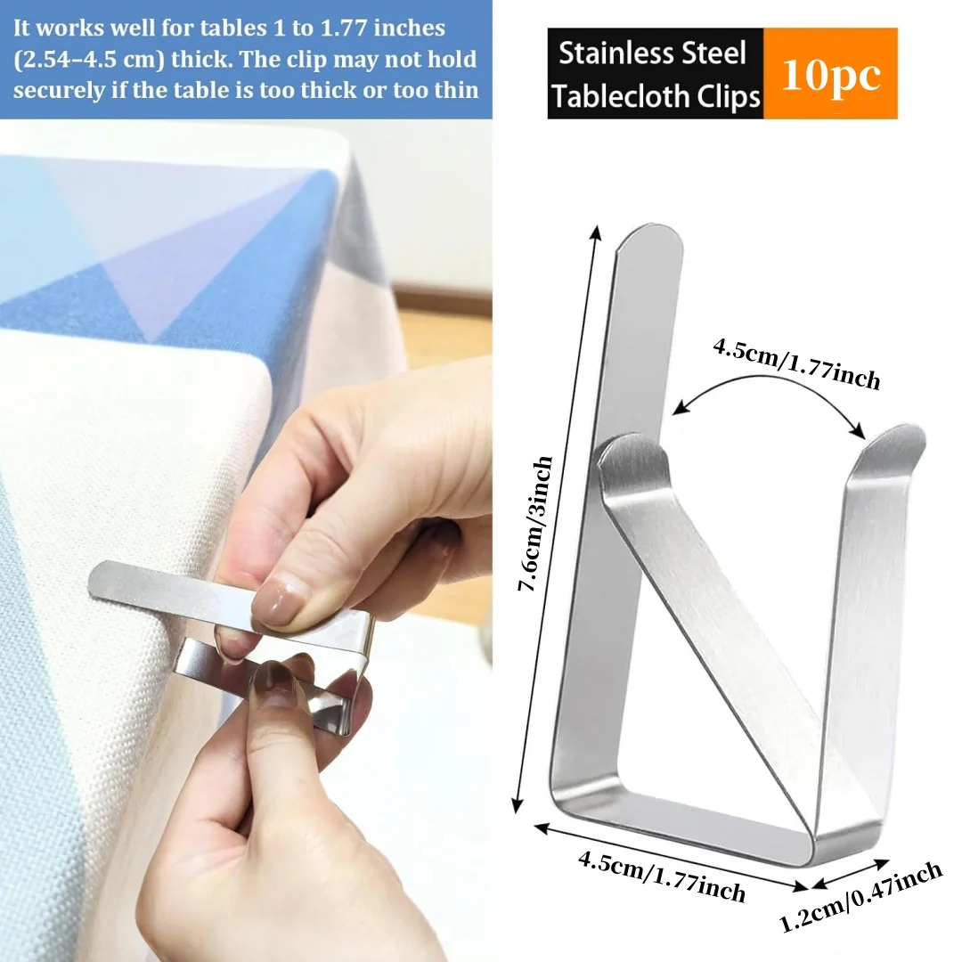 Stainless Steel Anti Slip Tablecloth Clip, Used for Fixing Clips in Homes, Weddings, Restaurants, Outdoor Picnics, and Camping