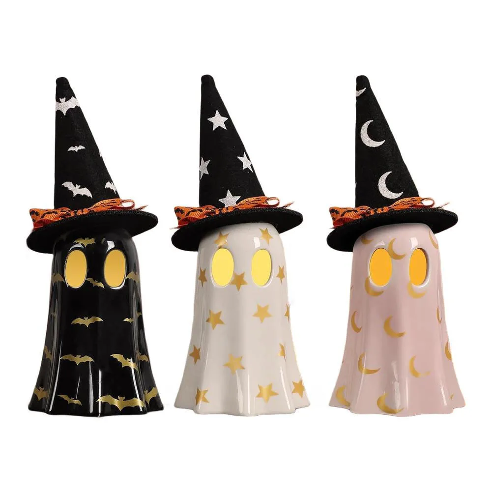 Seasonal Home Decor Cute Witch Figurines Holiday Display Charming Presence Classic Halloween Colors Delightful Designs