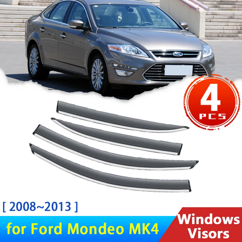 Deflectors for Ford Mondeo MK4 IV 2008~2013 2010 Accessories 4Pcs Car Windowas Visors Rain Eyebrow Guards Visor Protector Cover