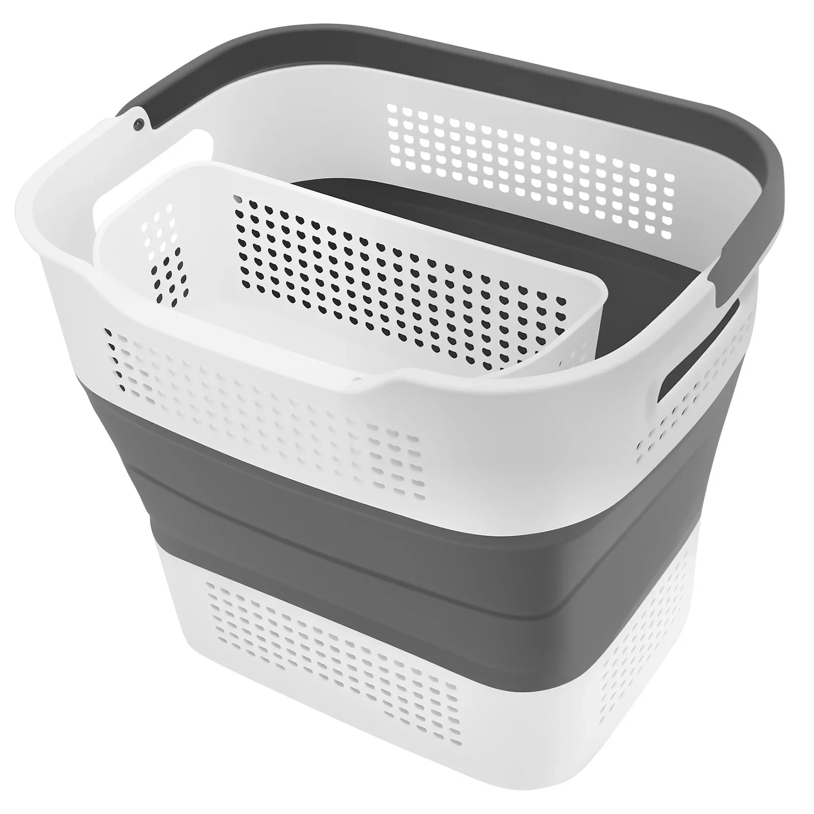 

Collapsible Laundry Basket with Hanging Basket Portable Foldable Laundry Basket with Handles Space Saving Laundry Hamper Rattan