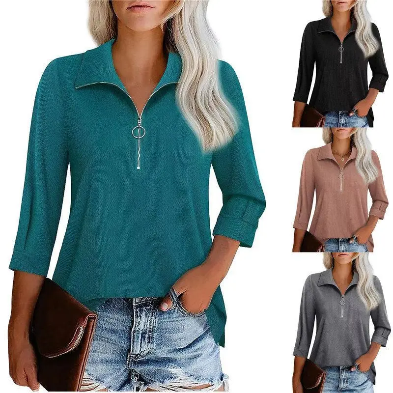 

Женский топ Seven-Quarter Sve irt Independent Design, осень-зима Thiened стандартного кроя, модный цветной топ