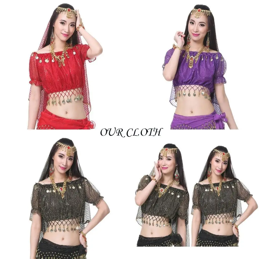 

С блестками с коротким рукавом