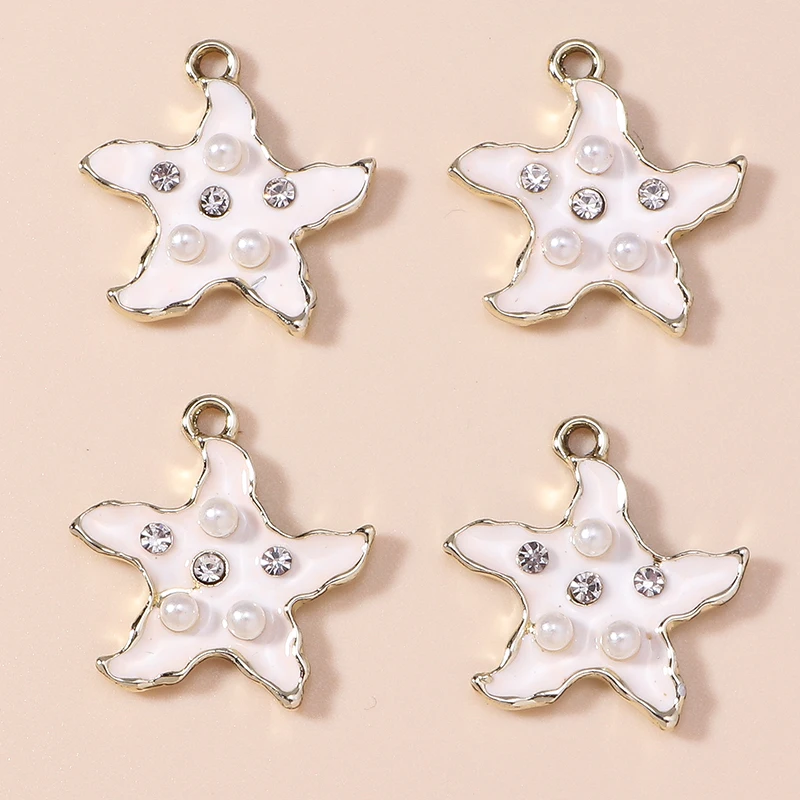 Leslie 10 قطع سحر لطيف المينا كريستال الصيف شاطئ اللؤلؤ نجم البحر قلادة ل سوار أقراط DIY بها بنفسك اليدوية صنع المجوهرات
