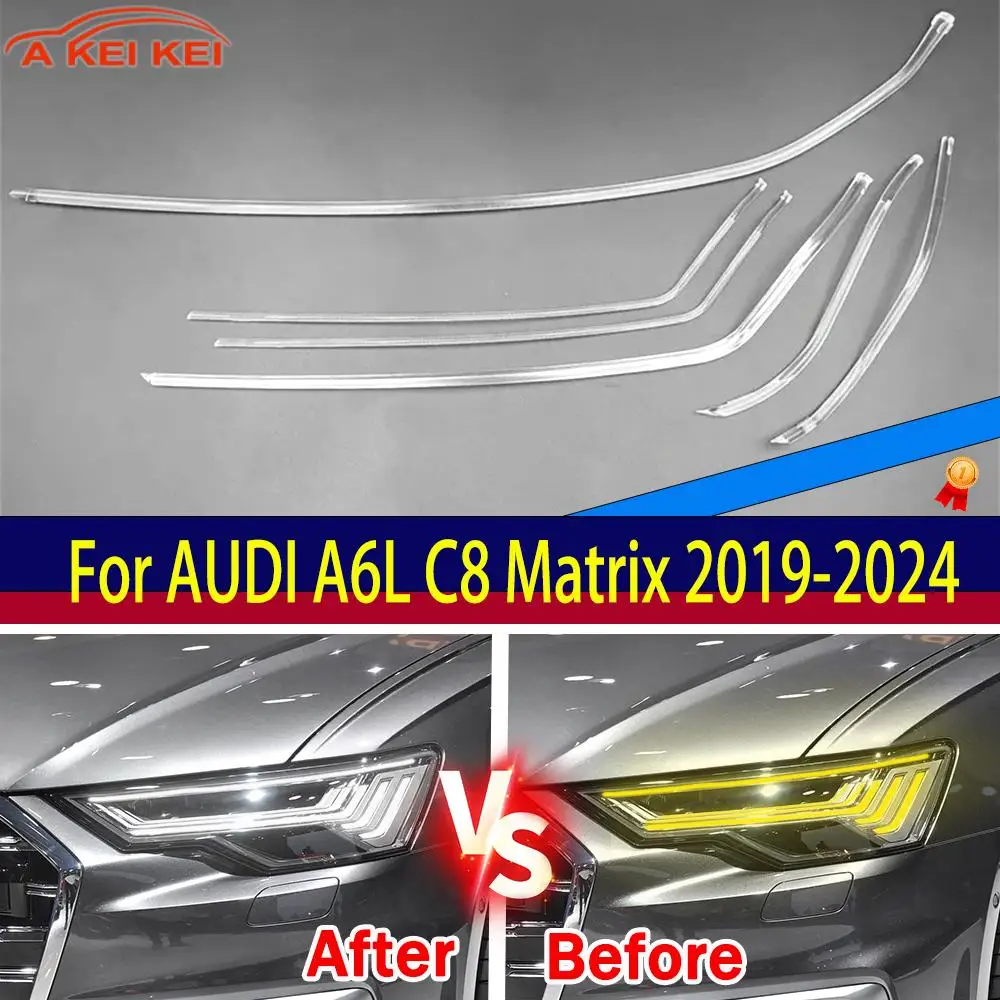 

NEW White light Fit For Audi A6 C8 2019-2023 Matrix DRL Light Guide Plate Tube Car Headlight Daytime Running Light Angel Eye