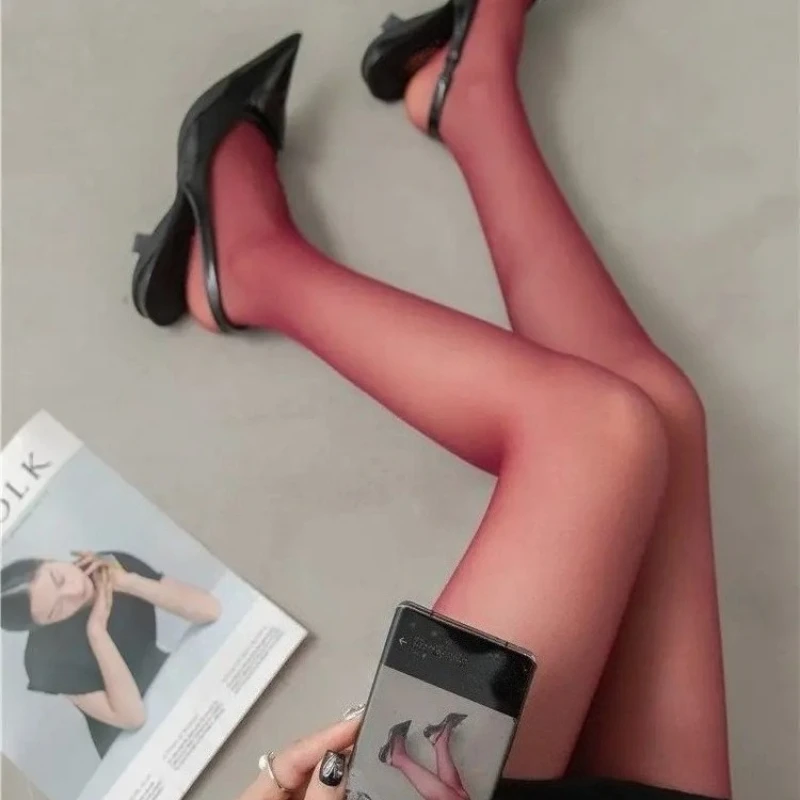 Nuovo Angola Rosso Collant Femminile Sexy Vedere Attraverso Collant Donne Calze Sottile Lingerie Anti-gancio di Seta Da Sposa Sposa Leggings