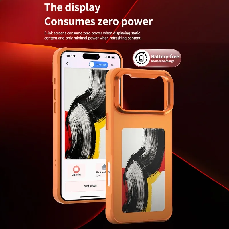 Smart ink DIY photos screen case For iPhone 17/17Pro/17ProMax 4-inch high-definition NFC display with built-in stand phone case
