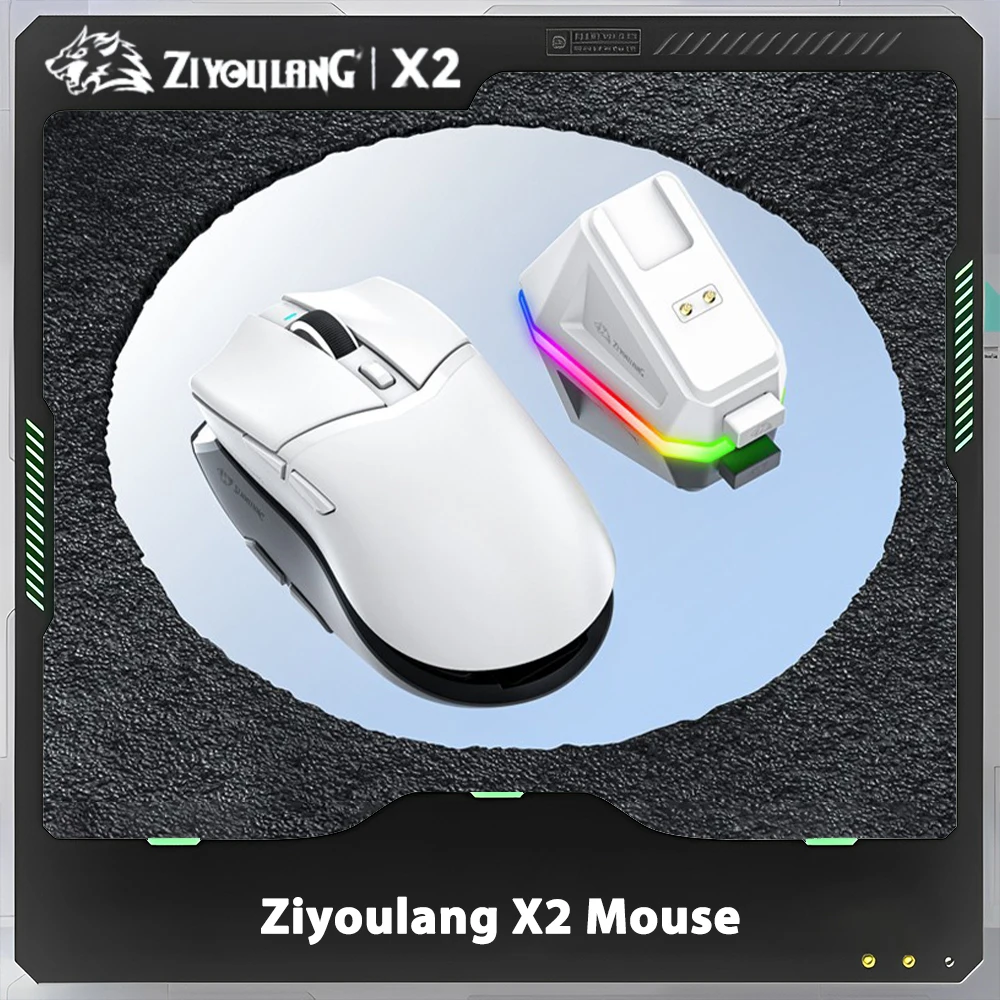 Ratón inalámbrico Ziyoulang X2 de 3 modos con base de carga magnética, ratón para juegos FPS Rgb, ratón para jugadores ligero y personalizado, regalos