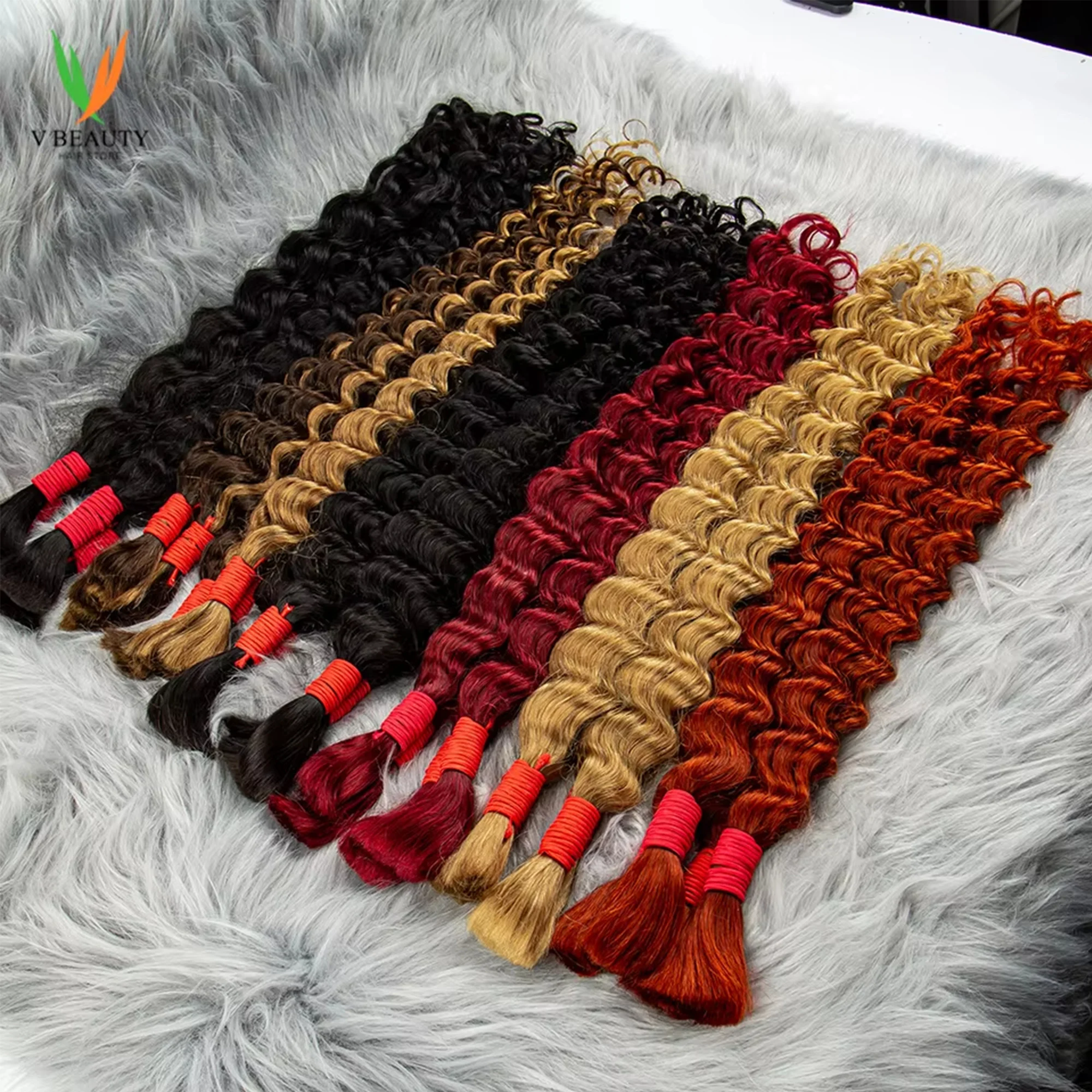 P4/27 Deep Wave Bulk Human Hair Braiding Hair 100% Unprocessed Brazilian Virgin Human Hair Extensions 2 Bundles Per of 1 pack