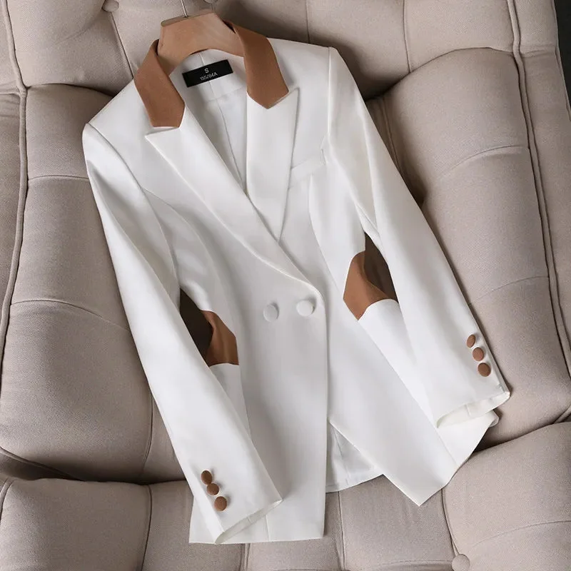 New Spring Autumn Green White Women Blazer Long Sleeve Single Breasted Office Suit Ladies Business Work Wear Formal Jacket Coat