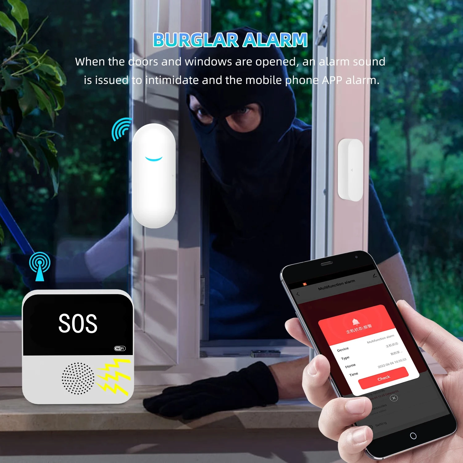 SMARSECUR Allarme Tuya Smart WiFi Cercapersone per anziani Pulsante di chiamata SOS Sistema di allarme medico SOS di emergenza
