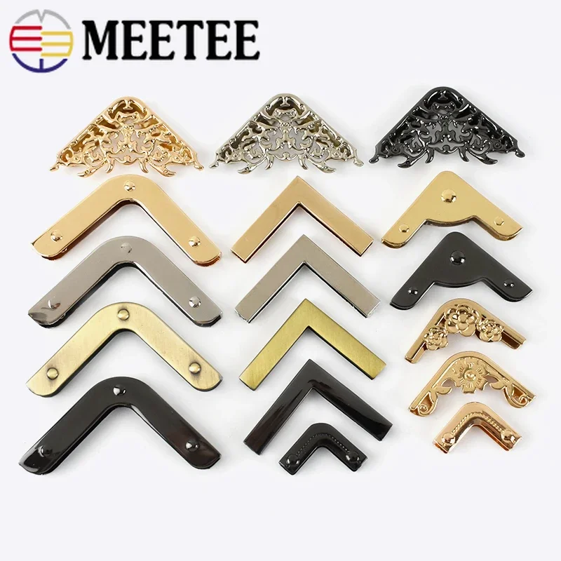 2/4/10Pcs Meetee 40mm Bag Corner with Screw Decoration Hardware Accessories for Handbag Edge Protection Metal Hook Buckle BF215