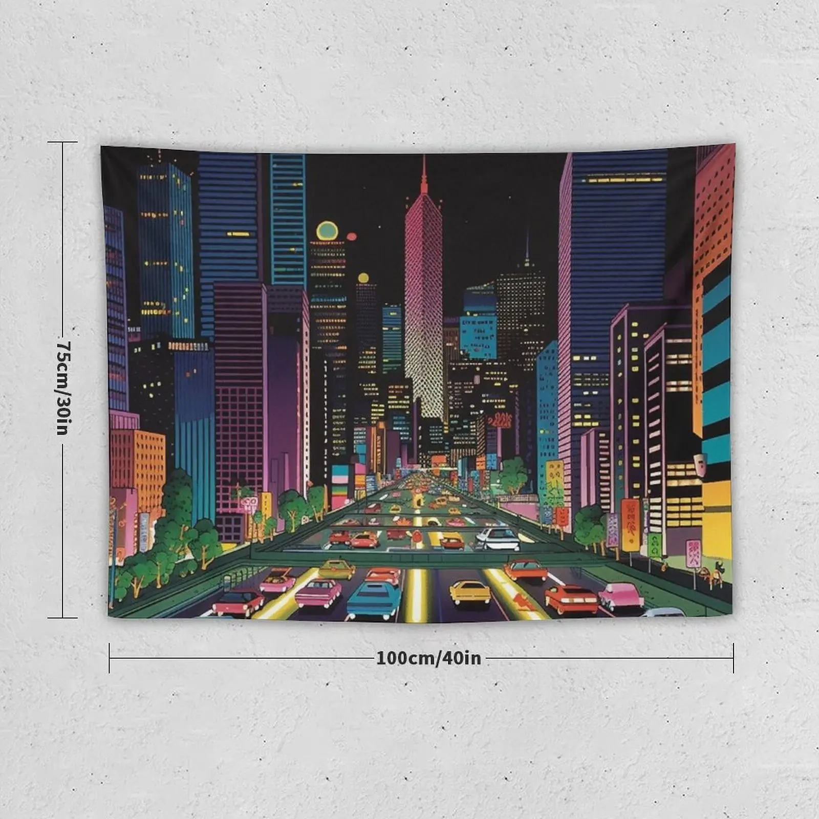 New City At Night By Hiroshi Nagai Tapestry Room Decoration Accessories Living Room Decoration Home Decor