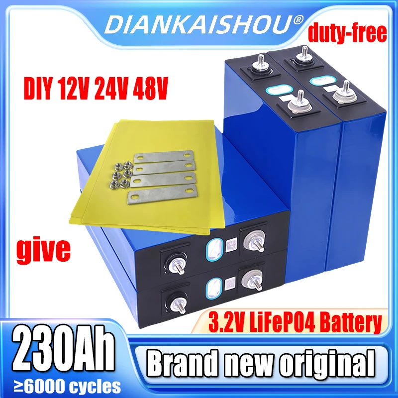 

1-16pcs 3.2v 230ah new Lifepo4 Grade A Battery 6000 Cycle Rechargeable Battery Pack DIY Motorhome Golf Car Battery Duty Free AAA