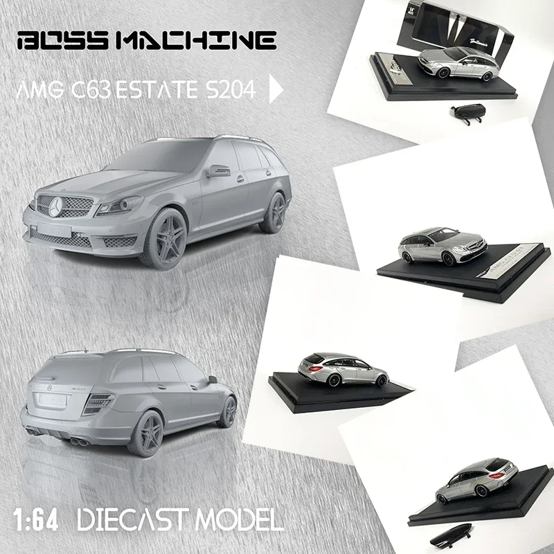 Boss Machine 1:64 Model Car C63 Estate V3 S204 Alloy Die-Cast Vehicle Collection -Silver