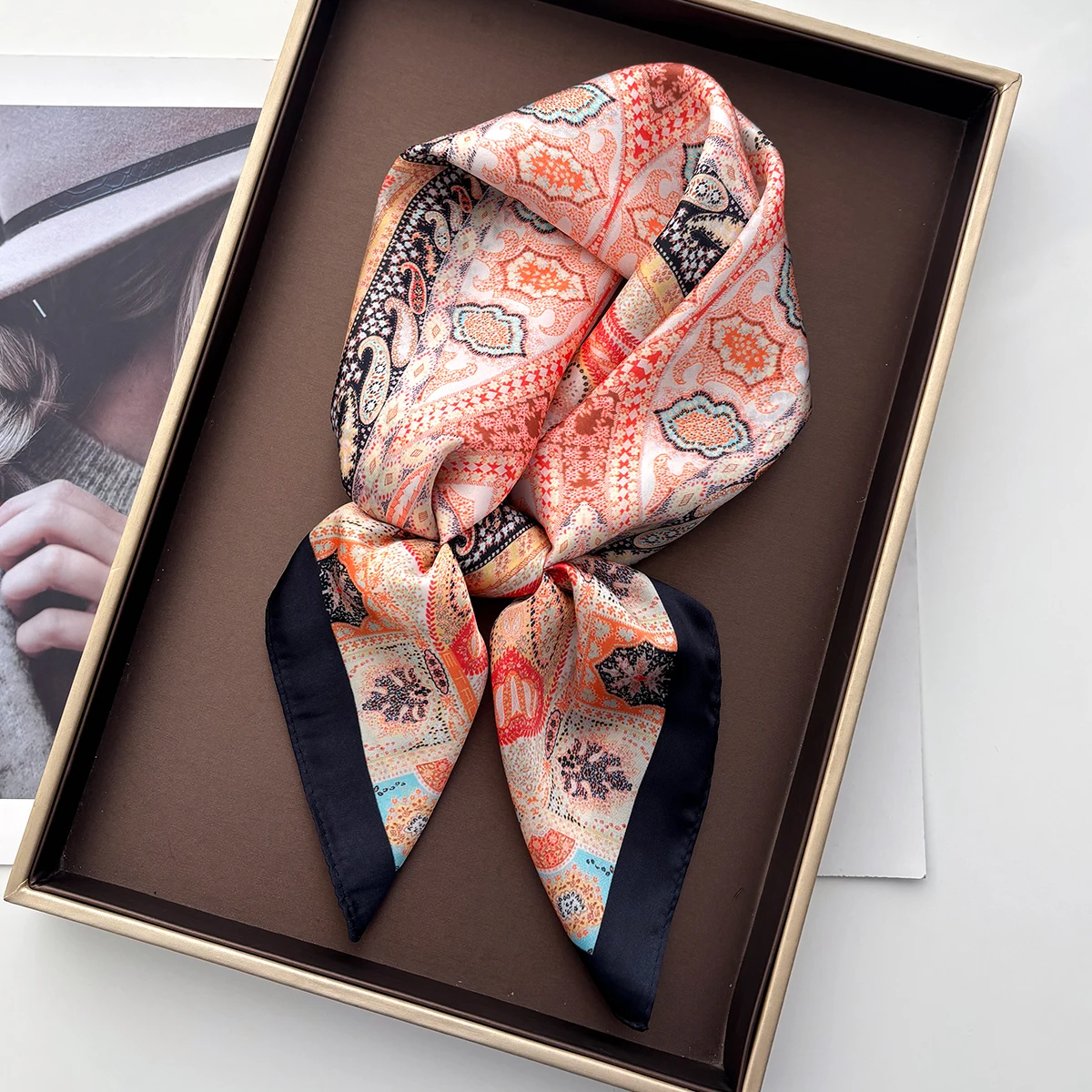 

2026 Summer New Paisley Scarf Women Neckerchief Female Foulard Silk Imitation Square Scarves Bandana Neck Kerchief Headbands