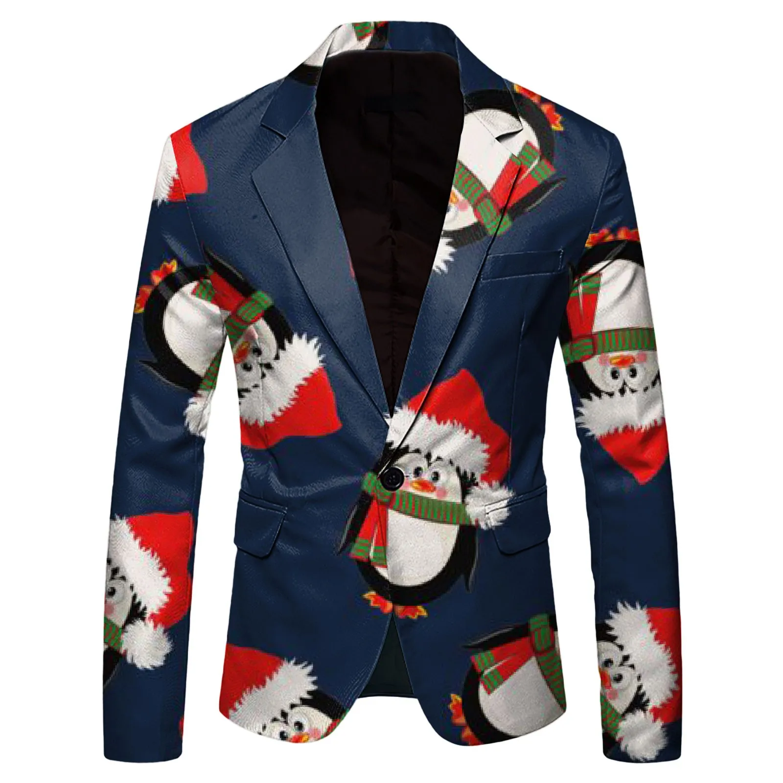 Fashion Santa Claus Print Suit Jacket Men's Christmas Coat Autumn Winter New Men Blazer Jackets For Men Christmas Party Jackets