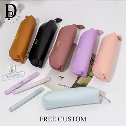 Fashion Custom Name Pencil Case Luxury Engrave Initials Business Office Student School Pen Case Pen Holder Cosmetic Storage Bags