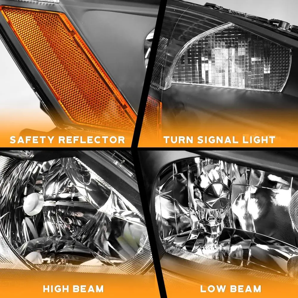 Fari di ricambio Honda Accord OE 2003-2007, alloggiamento nero, riflettore ambrato, set per modelli a 2/3/4 porte