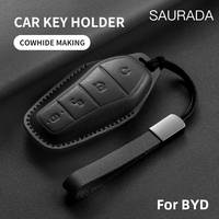 Genuine Leather Car Key Case for BYD, Tang, Dolphin, Han, EV, Yuan, ATTO 3, Song PLUS, MAX, DMI, Qin, 2024, Keychain Accessories