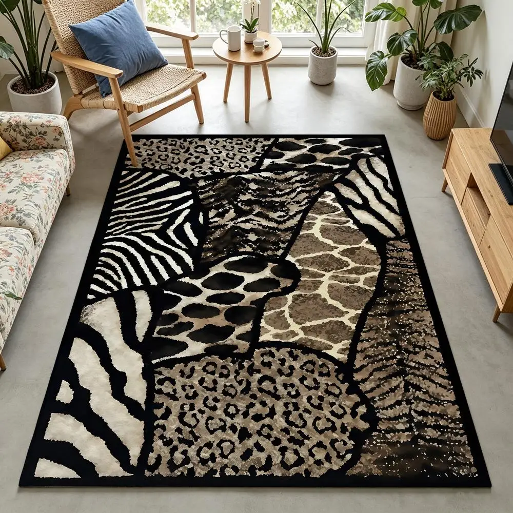 2D 1 Piece Animal Print Soft, Comfortable, Easy to Care, Machine Washable Indoor Rug Suitable for Dining Room, Living Room, Bedroom, Entryway, Hallway, Foyer, Country Style Home Decor Under Dining Table