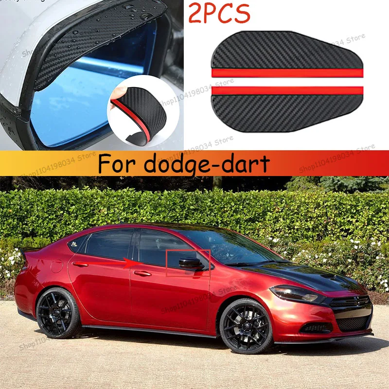 

For dodge-dart 2PCS Carbon Fiber Sun Visor Shade Cover Car Rearview Mirror Rain Eyebrow Protector Clear Vision