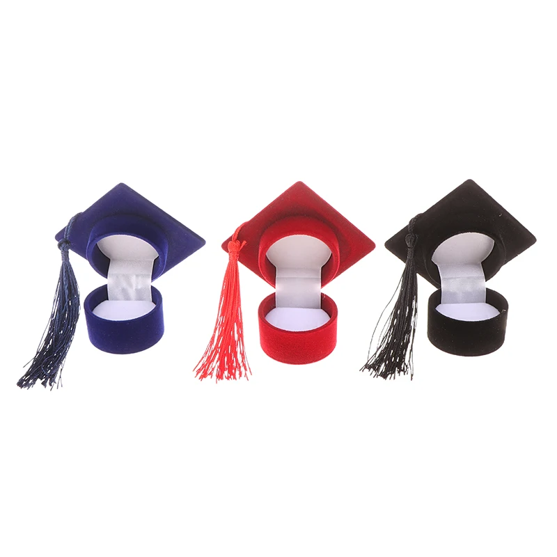Scatole per anelli a forma di cappello da dottorato creativo, orecchini, gioielli, fidanzamento, matrimonio, scatole per imballaggio regalo di San Valentino