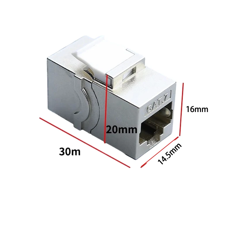 Cat7 Keystone Jack Connector RJ45 FTP Tool-Less Zinc Alloy Module Shielded Pass Through LAN Adapter 10 Gigabit Network Socket