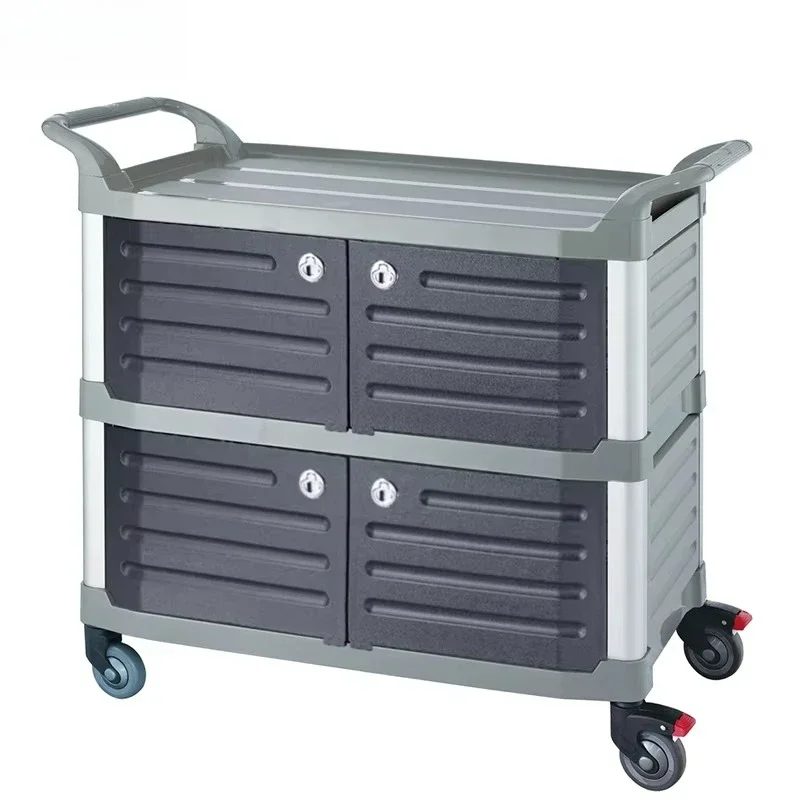 Premium Plastic Hotel Delivery Cleaning Carts with Doors 2nd Floor Kitchen Restaurant Use Food Service Carts