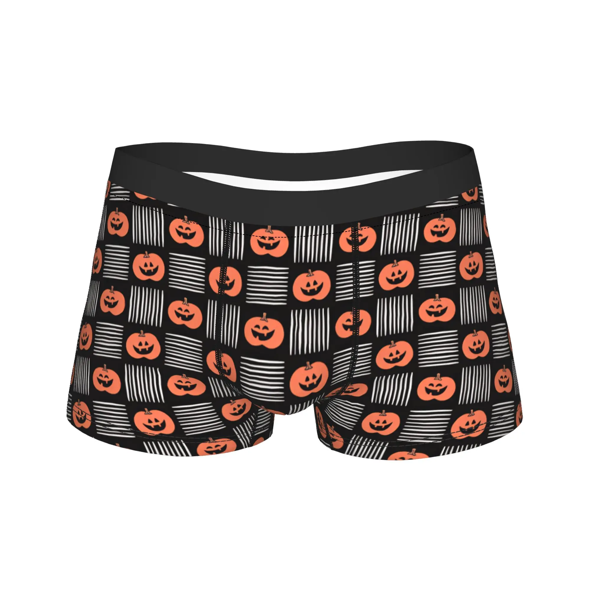 Halloween Pumpkin Striped Geometric Seamless Pattern Underwear  Soft Trend Panties Printing Shorts Briefs For Man Pouch Trunk