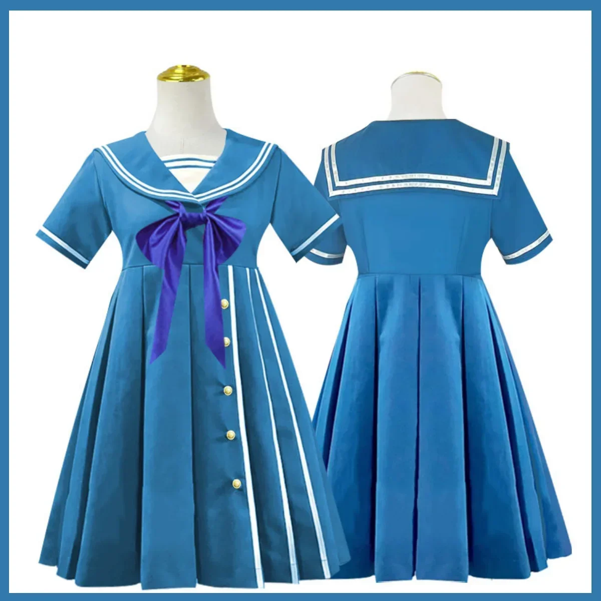 لعبة أنيمي عكس تأثيري زي باروكة للنساء ، فستان بأكمام قصيرة ، بدلة بحار ، أزرق ، كاواي ، جميل ، حفلة الهالوين ، صقر