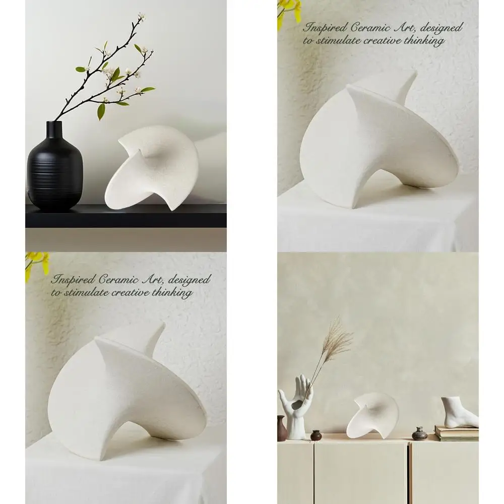 

Elegant Large White Ceramic Art Sculpture, 9.45x8.6x9.45 inches, Handcrafted Personalized Balance Piece for Living Room or Table