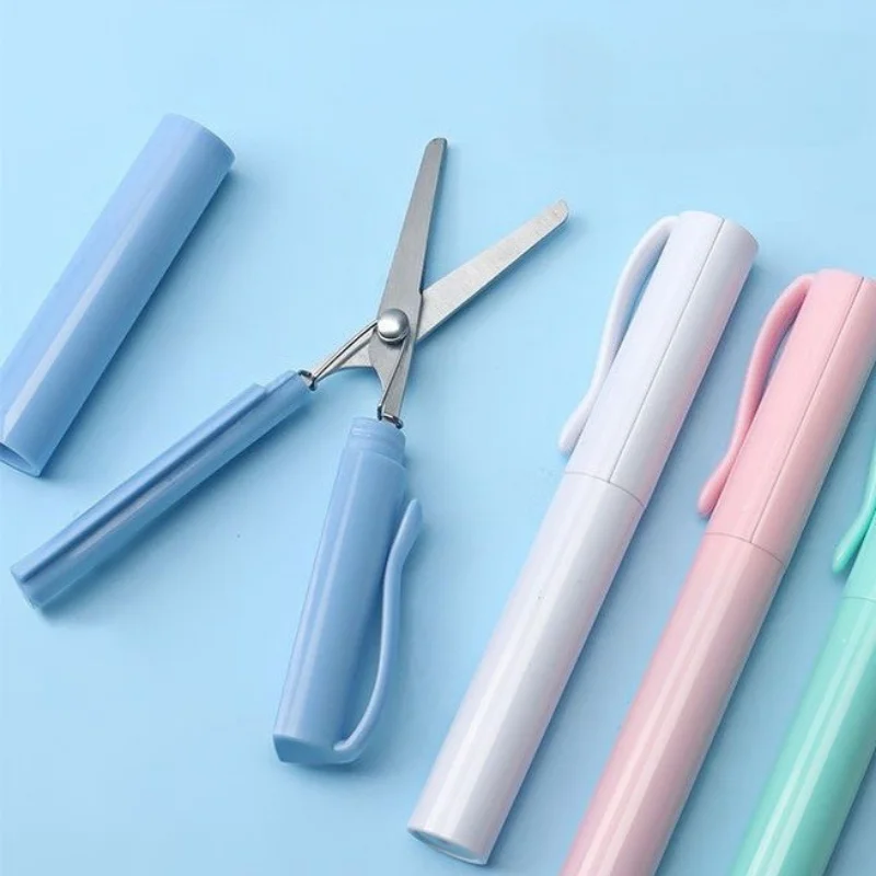 Pen Type Portable Folding Scissors Pocket Mini Shears For Office Stationery Daily Paper Thread Hand Cutting Small Accessory Tool