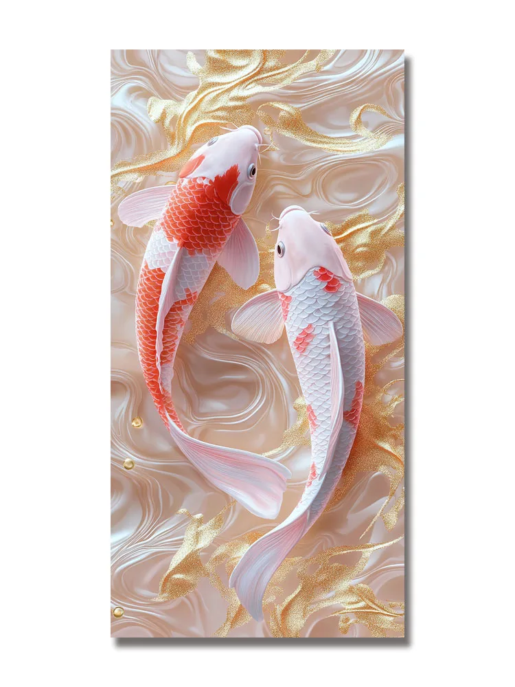 Natural scenery koi canvas print decorative painting simple wall art painting room decoration living room bedroom lover gift