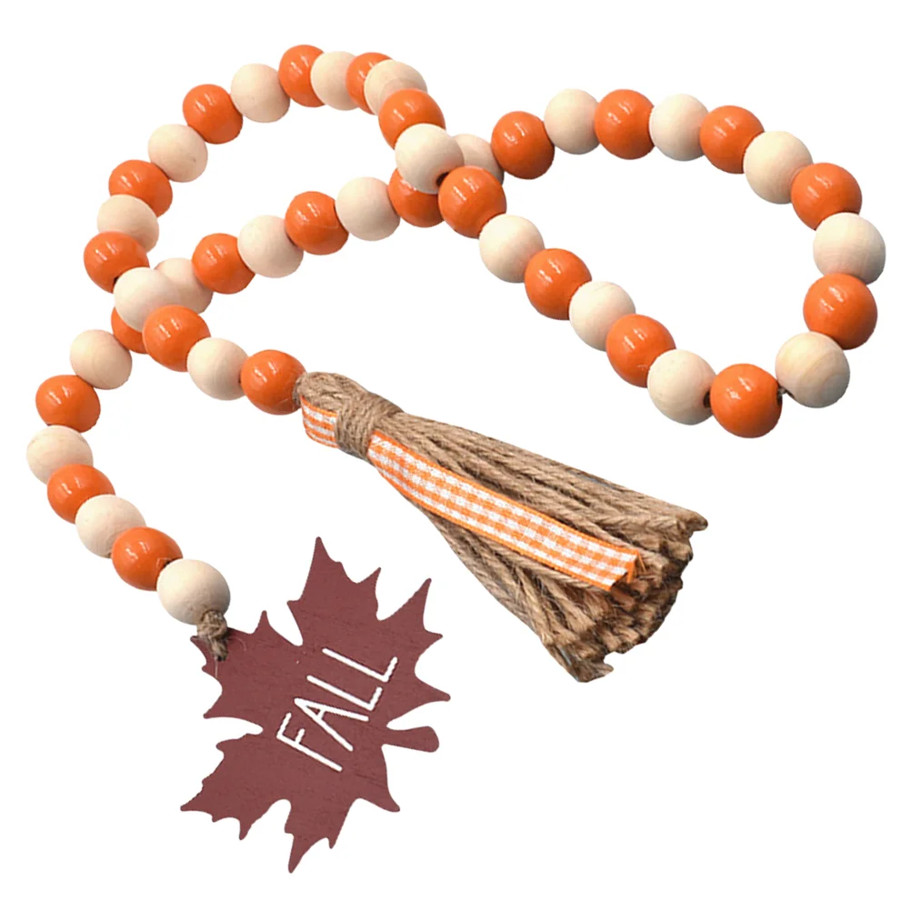 

Maple Leaf Tag Beaded Tassel Garland Thanksgiving Day Wood Wooden Beads Decorative