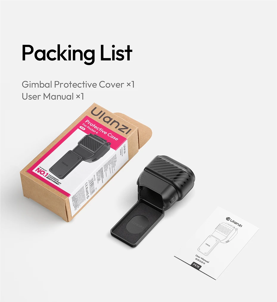 Ulanzi PK18 beschermhoes voor de gimbal, compatibel met de DJI Osmo Pocket 4. Eenvoudig in gebruik voor vloggen, buitenopnamen en reizen.