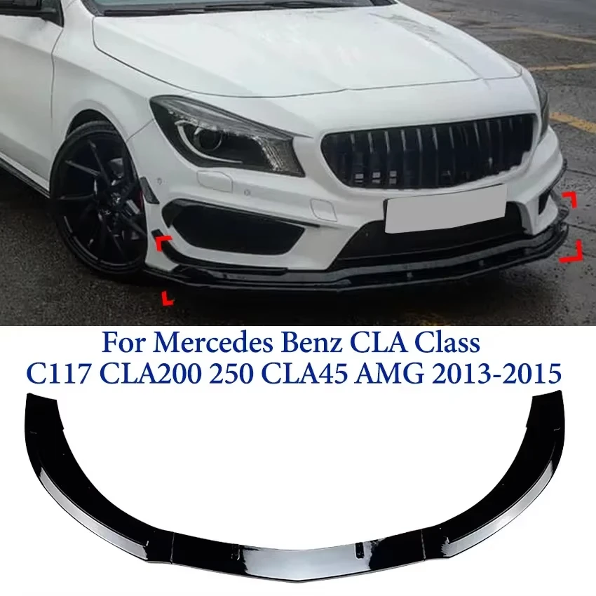 For Mercedes Benz C117 CLA Class 250 200 CLA45 AMG 2013 2014 2015 Car Front Bumper Lip Spoiler Body Kit Auto Accessories Parts