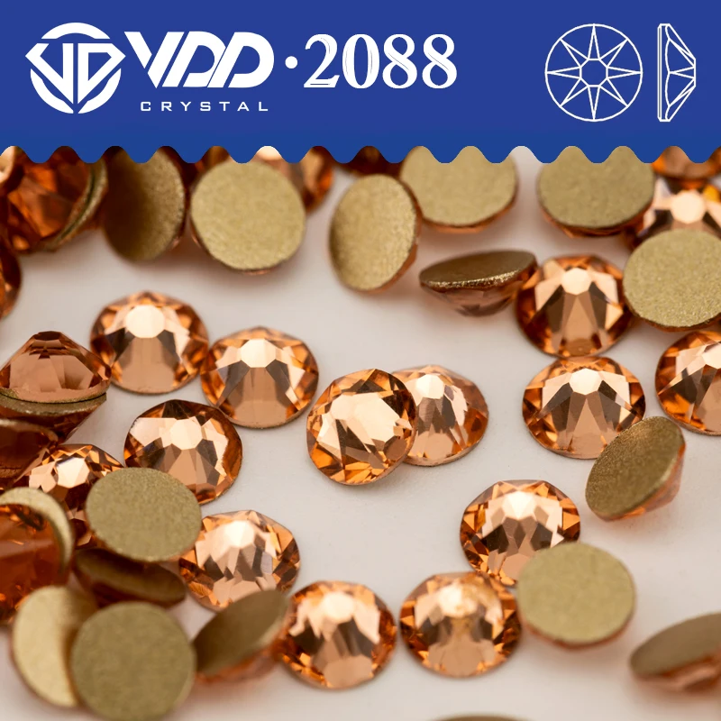 VDD 010 Lt.Peach SS16-SS30 2088 Non-hotfix Rhinestones High Quality AAAAA 8 Big 8 Small Glass Crystal Flatback Strass Stones