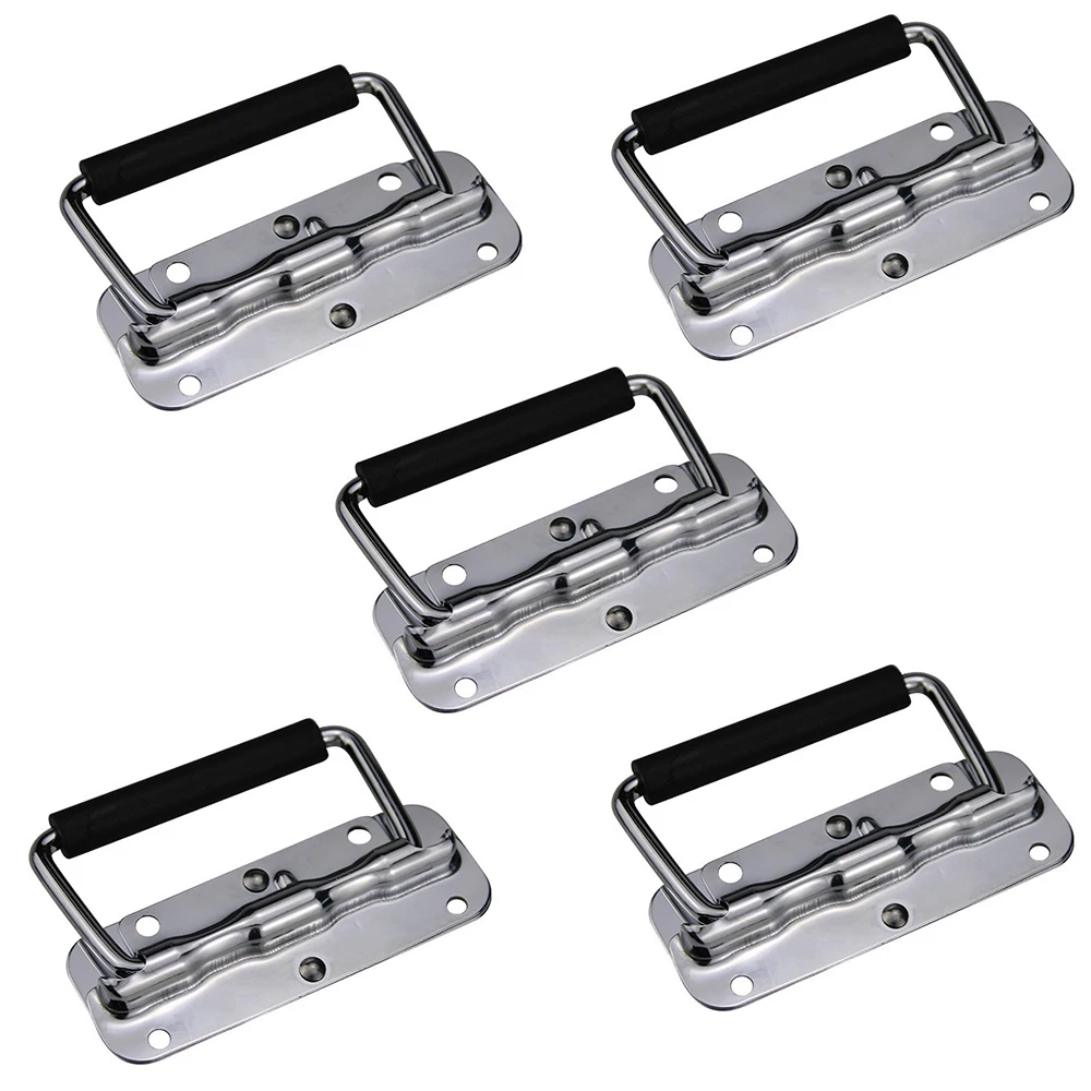 2PCS Iron Chrome-plated Spring Handles Prop Box Tool Aluminum Box Handle Activity Handle Folding Industrial Handle Cabinet Pulls