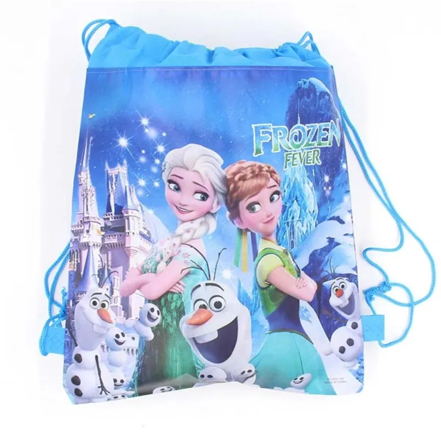 27*35cm Frozen Elsa Mochila Gift Bag Non-woven Birthday Party Favors Gift Shopping Bag Drawstring Backpack Party Decoration