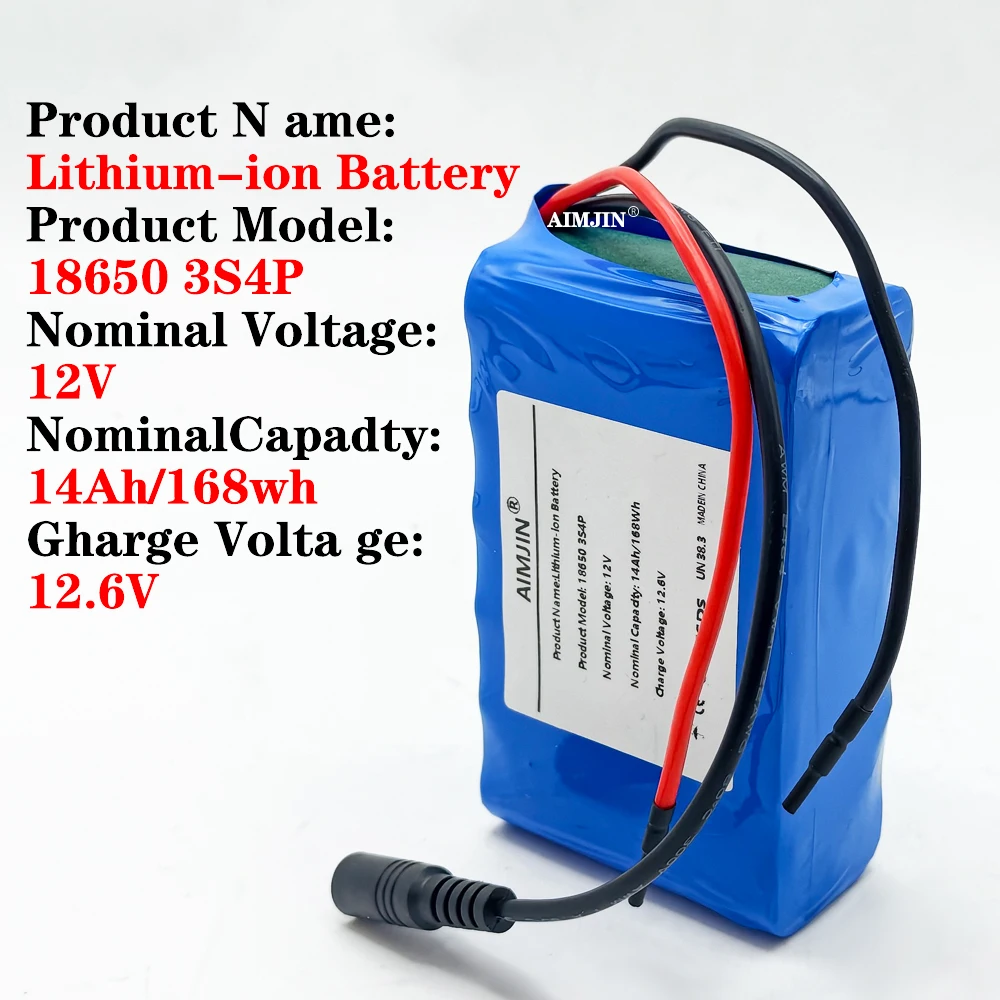 

Плата защиты аккумуляторной батареи 3S4P, 12В, 14000мАч, литий-ионные аккумуляторы 18650, 14Ач, перезаряжаемые, с BMS