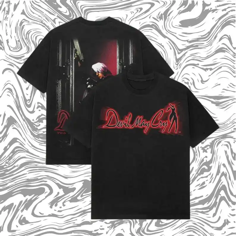 Devil May Cry Washed T-shirt New Model personality Clothes Oversized Unisex high quality Vintage Loose Trendy Cotton Couples tee