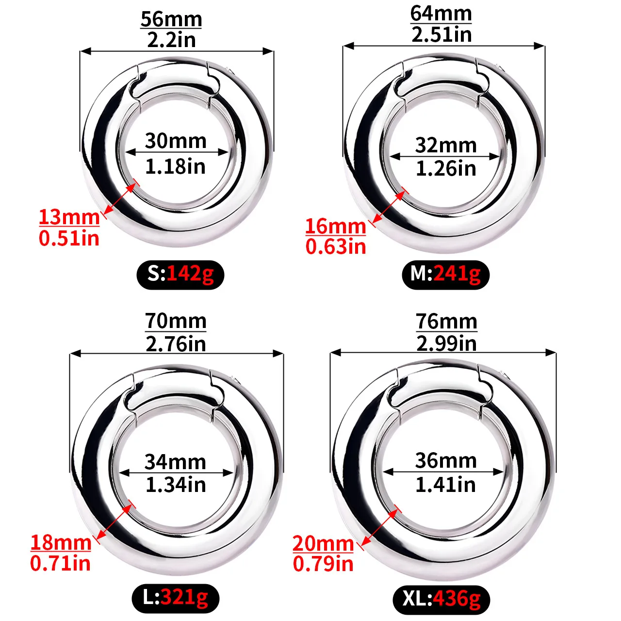 2nd Gen Stainless Steel Male Cock Ring Scrotum Weight Ball Stretcher Testicle Ring Chastity Training Ring Stackable Adult Toy