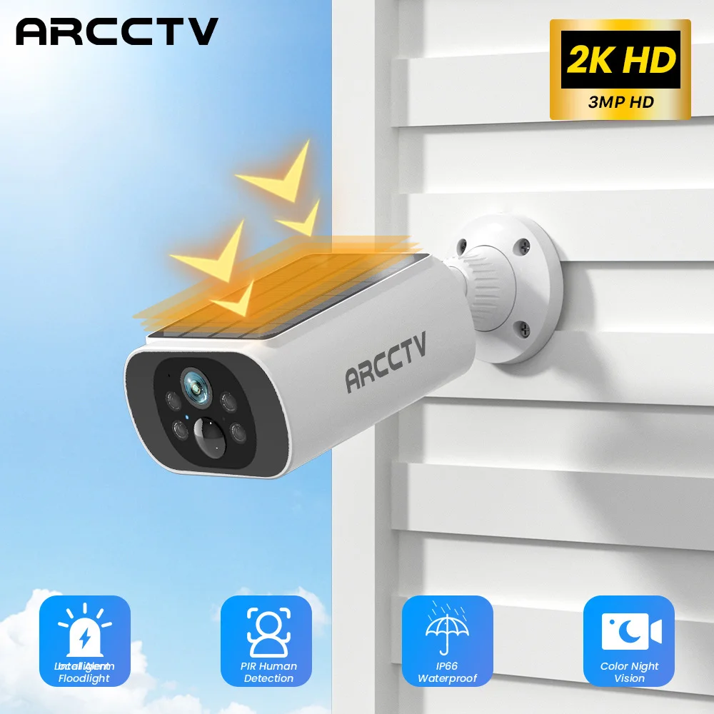 Caméra solaire 2.5K 4MP caméra de Surveillance Wifi extérieure Protection de sécurité à domicile bat