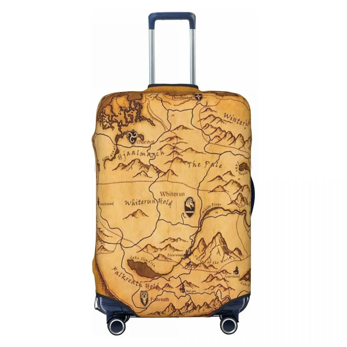 

Skyrim Worn Parchment Map Print Luggage Protective Dust Covers Elastic Waterproof 18-32inch Suitcase Cover