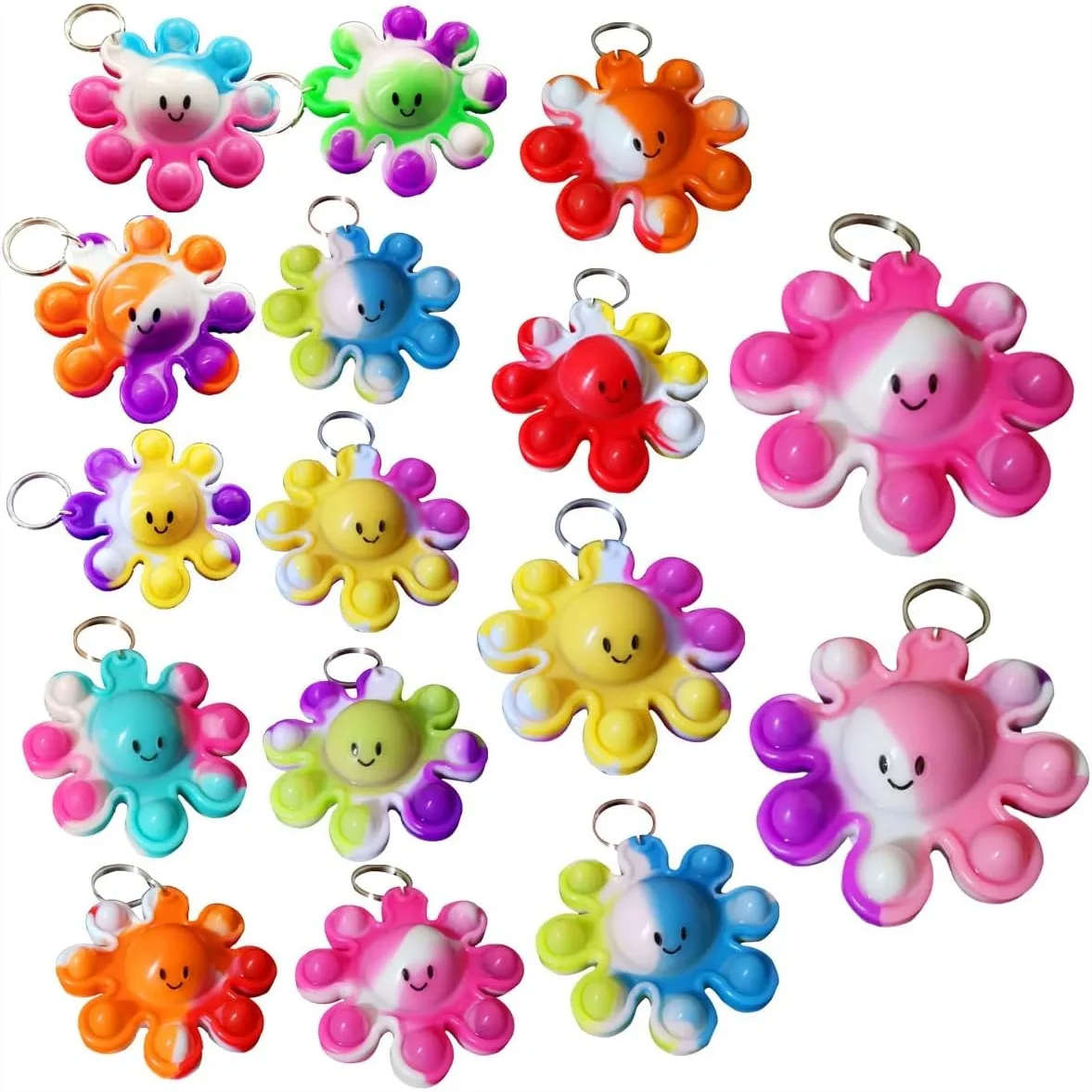 

Octopus Fidget Bubble Pop Keychain, 24 Packs Bulk Mini Sensory Toys for Kids Teens Birthday Party Favors Classroom Gifts