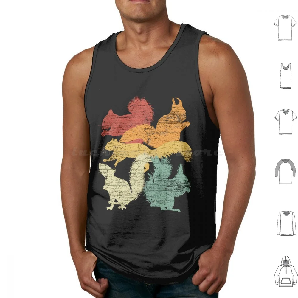 Idea de regalo para amantes de los animales del bosque Retro, camisetas sin mangas con estampado de ardilla, Idea de ardilla de algodón, animales Retro Vintage del bosque