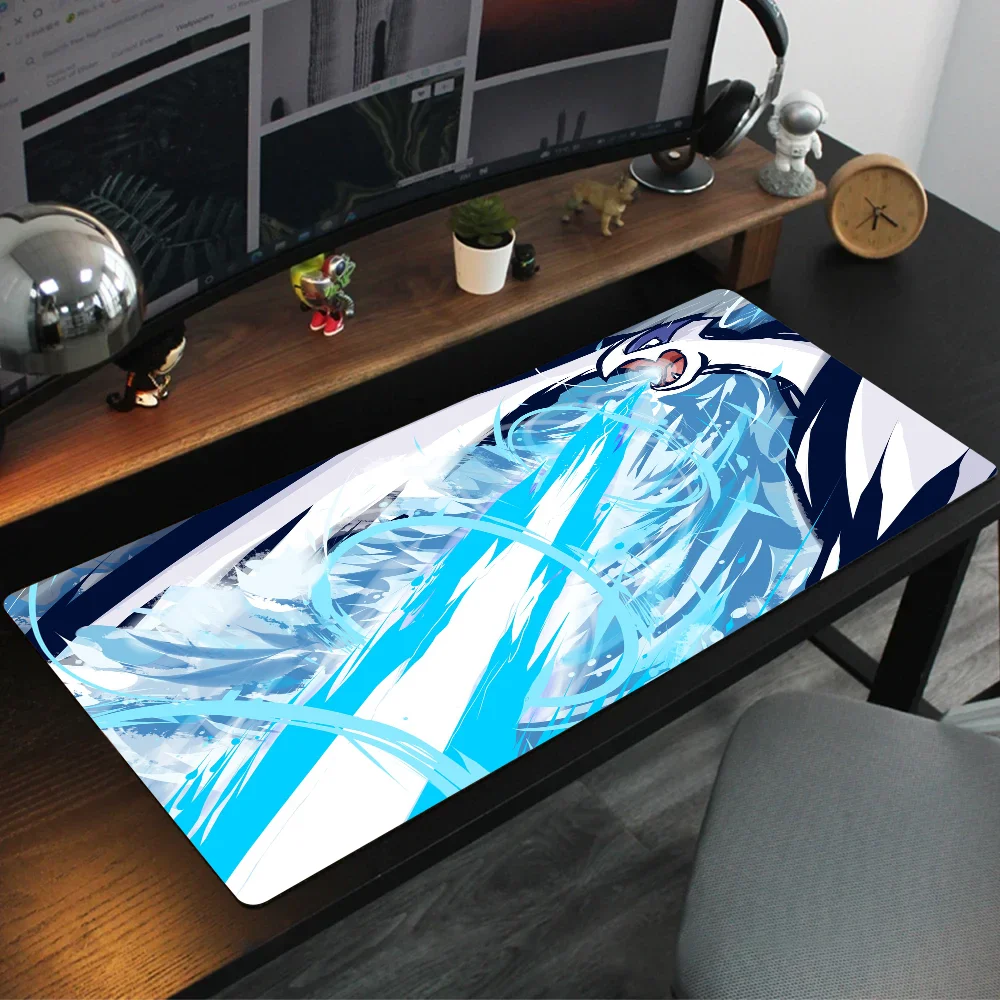 P-Pokemon Lugia Battle Mousepad Mouse Mat حصيرة مكتبية مع وسادة ملحقات الألعاب Prime Gaming XXL لوحة المفاتيح حصيرة الحشو #5