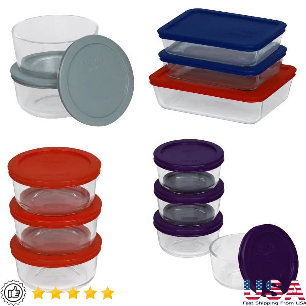 

24 Piece Glass Bakeware Set Oven Microwave Freezer Safe BPA Free Lids Dishwasher Safe Non Porous Odor Resistant Easy Clean Up
